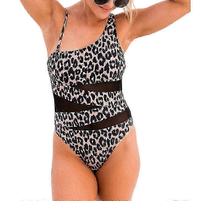 Women Asymmetrical Shoulder Straps Monokini Swimsuit Padded High Cut One Piece Swimwear Swimming Costume