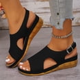 thumbnail image 3 of Rokment Women's Platform Wedge Orthopedic Walking Sandals 2026 Summer Stylish Breathable Leather Peeptoe Slingback Gladiatoor Non Slip Work Shoes Black Size 6, 3 of 7
