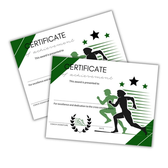 Cross Country Certificate of Achievement 30pk 8.5x11 Team Awards High School Runner End of The Year Superlatives Participation