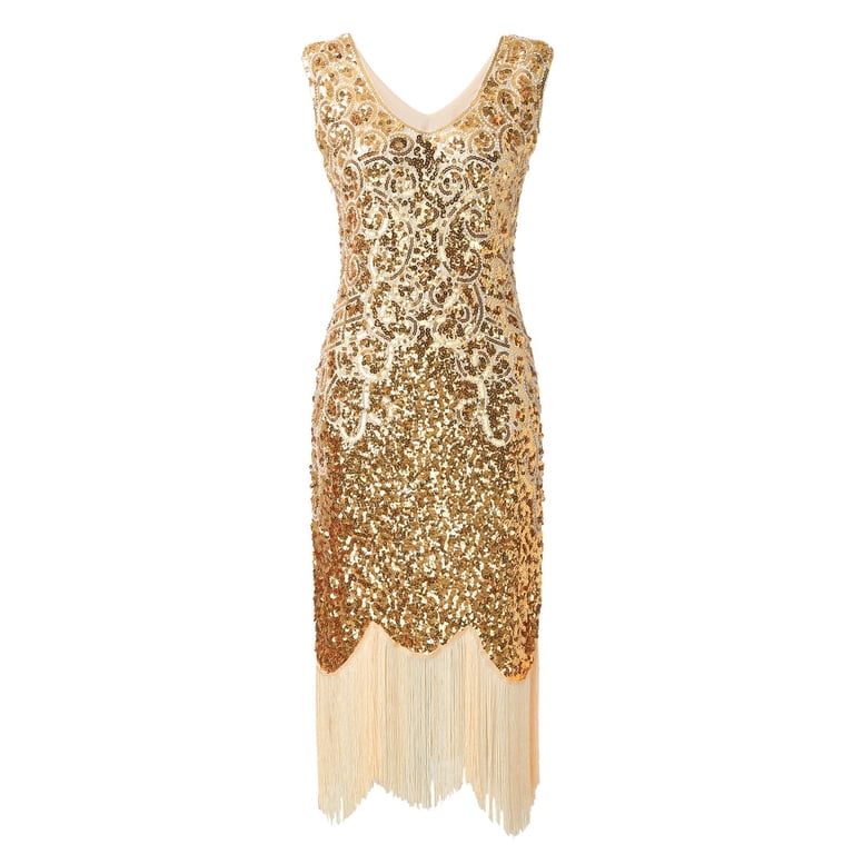 New Years Eve Dresses For Women Vintage Sleeveless Sequin Beaded Night  Flapper Gown Party Dress - Walmart.com