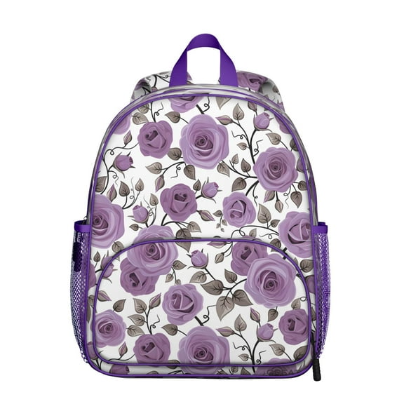Floral Bloom Students Backpack - Vintage Botanical Garden Print with Bright Tropical Flowers, Durable Water-Resistant Oxford Fabric School Bag