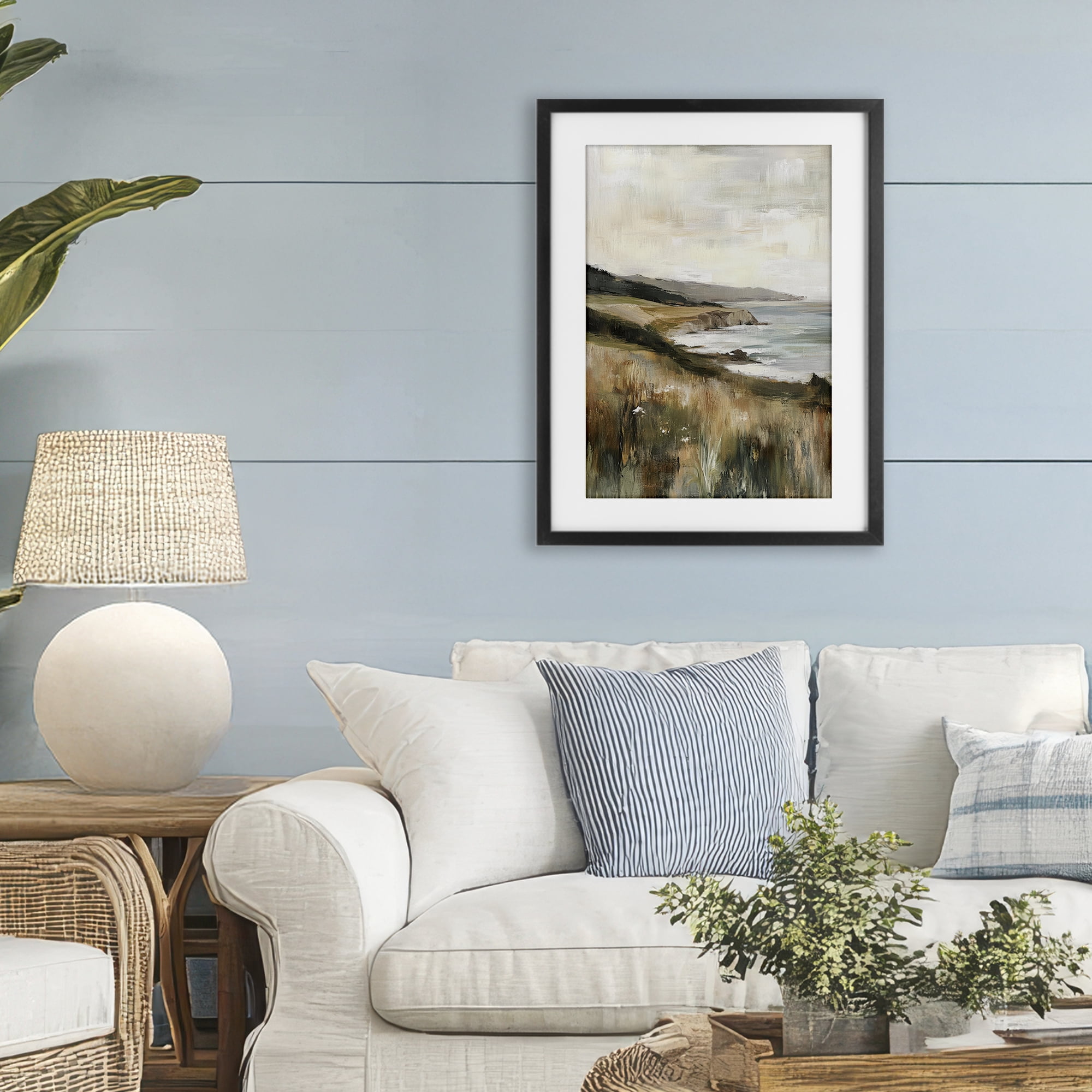 Stupell Industries Northern Coast Cliffside Black Framed Print Under Glass, design by Petal Prints Design