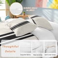 thumbnail image 2 of 3 Piece Black Geometric Stripe, Duvet Cover Set Twin Size, Microfiber Comforter/Quilt Cover with Corner Ties and 2 Pillowcases, Abstract Farmhouse Style All Season Soft Bedding with Zipper Closure, 2 of 8