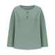 thumbnail image 5 of Tops de otoño,Camiseta de mezcla de lino para mujer, cuello redondo con botones delanteros, manga larga, corte regular para uso diario, sopatenor, 5 of 8