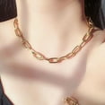 thumbnail image 4 of SSKFHGI Paper Clip Chunky Thick Link Chain Necklace Choker Silver Gold Plated Women, 4 of 9