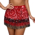 thumbnail image 2 of Belly Dance Skirt for Women Sparkly Sequin Fringe Skirt Glitter Rave Sequin Tassel Skirts Hip Scarf Mini Skirts, 2 of 5