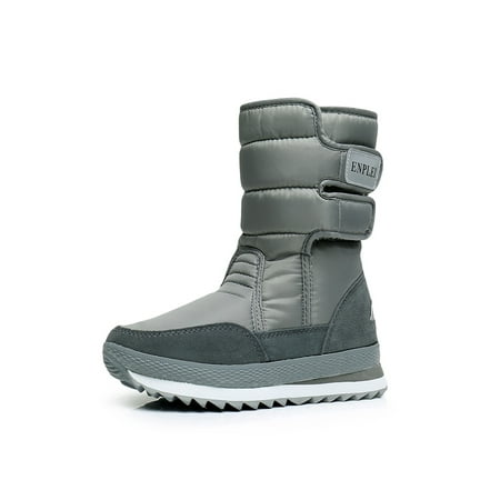 

Ymiytan Womens Snow Boots Cold Weather Winter Shoes Warm Mid Calf Boots Gray 5.5