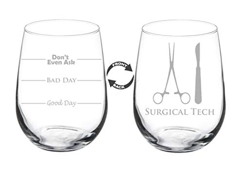 Stemless Wine Glass RT Rad Tech Radiologic Technologist Stemmed 