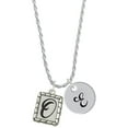 thumbnail image 1 of Delight Jewelry Silvertone Pebble Border Initial - O Silvertone Script Initial Disc - E - Charm Necklace, 20"+3", 1 of 4