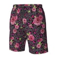 thumbnail image 4 of Zufioo Rose Mix Leopard 2 for Men's Casual Beach Shorts, Sports Fitness Quick-drying Drawstring Shorts with Pockets for Home Wear-Small, 4 of 6