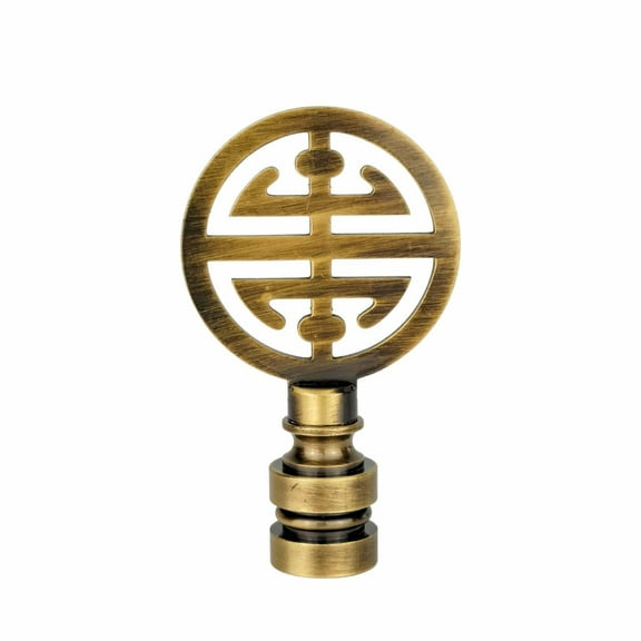 Royal Designs, Inc. Oriental Happiness Symbol Lamp Finial for Lamp Shade, F-5001AB-1, Antique Brass, Single