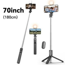 70'' Extendable Selfie Stick Tripod with Light & Wireless Remote, Portable Phone Tripod Stand for iPhone Android, Adjustable Travel Selfie Stick