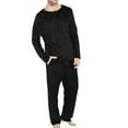 thumbnail image 2 of uublik Men Pajama Sets Comfy Sleepwear Fleece Pjs Set Soft 2 Piece Lounge Set Cozy Nightwear with Pockets, Black, 2 of 5