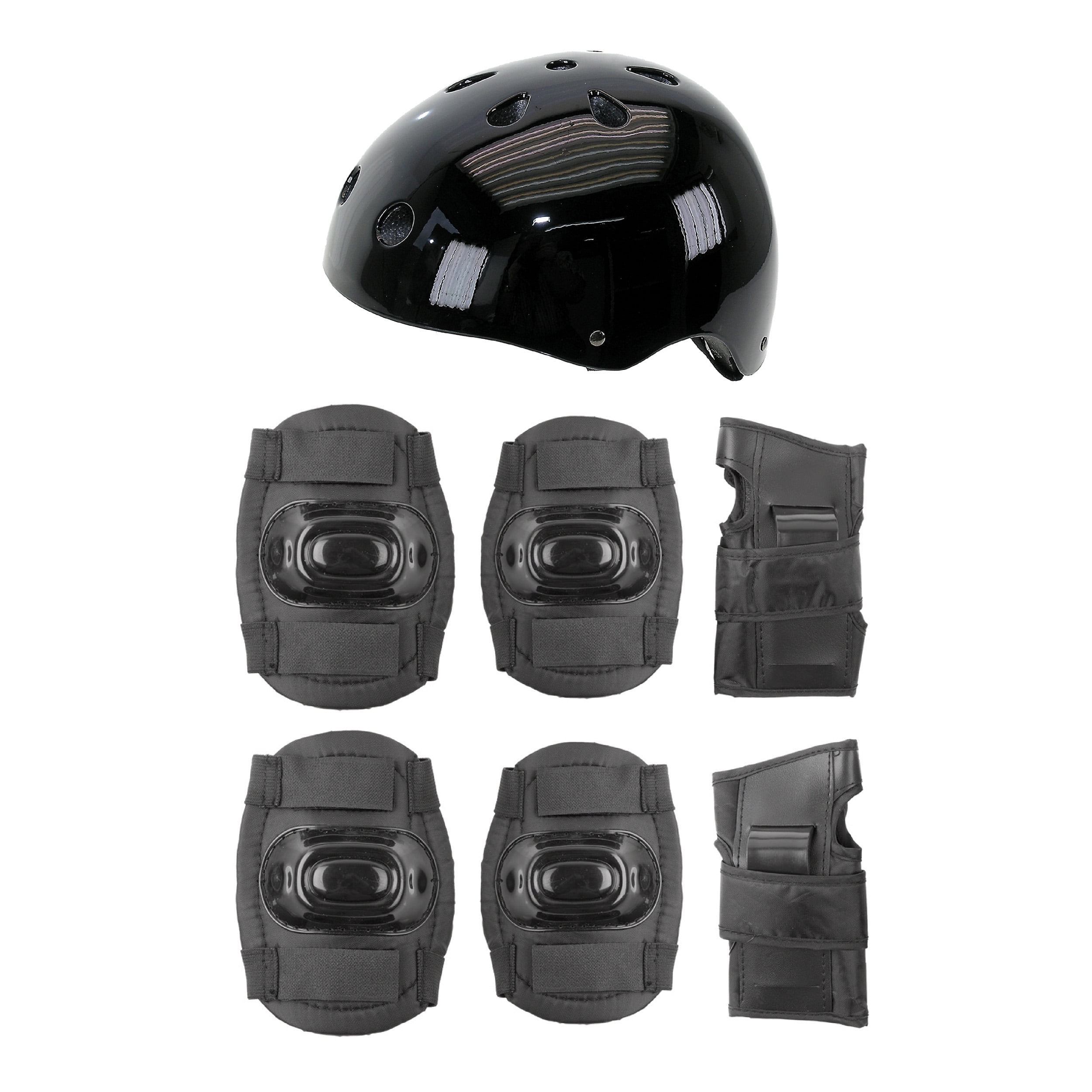 Cycle Force Safety Pads and Helmet Bundle, Medium (54 - 58 cm), Glossy Black