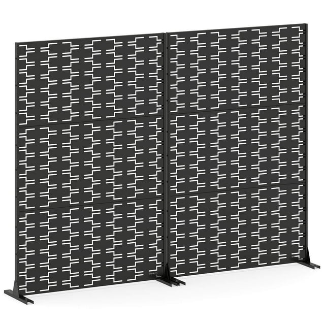 Costway 2 PCS 72"H x 48"WMetal Privacy Screen with Expansion Bolts & Connection Screws