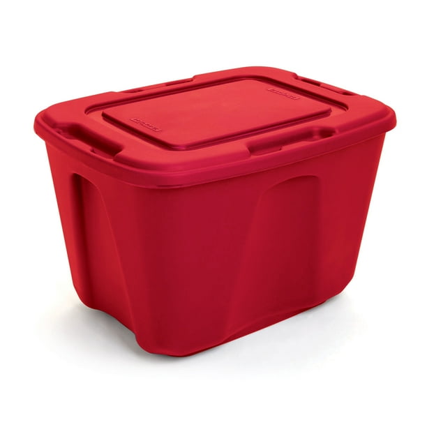 Homz 18 Gallon Red Holiday Storage Tote, Set of 8