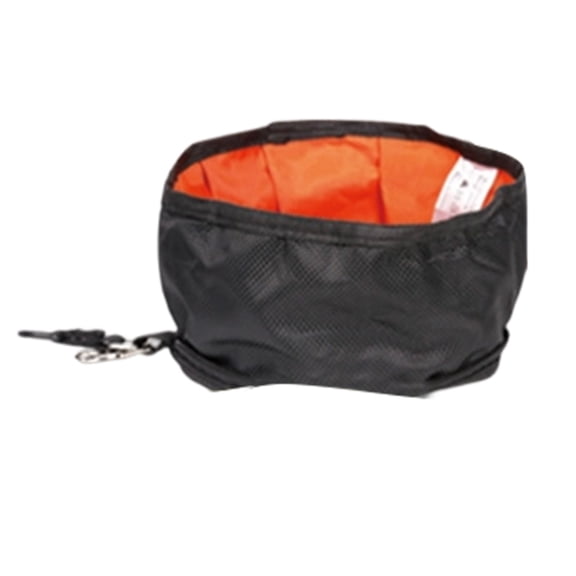Large Capacity Foldable Dog Water Bowl with Storage Bag Portable Pet Feeder for Hiking Camping Travel(Black,19cm)