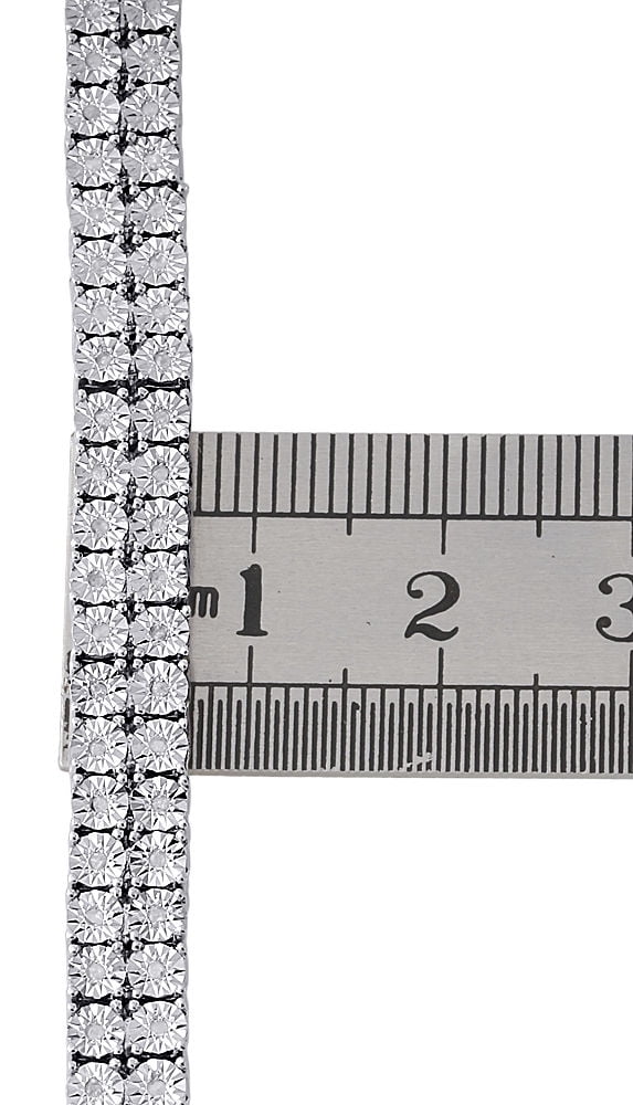 White Diamond Bracelet Mens 2 Row Tennis Link Design Sterling Silver 0.46 ct.