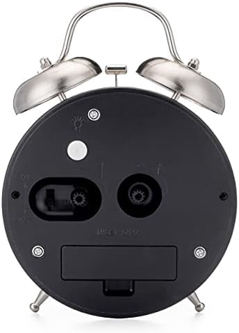 -Big Ben Twin Bell Alarm Clock | Loud Alarm Clock for Heavy Sleepers | Battery Operated Metal Clock with Backlight for Bedside Table, Bedroom, Kids Room, Desk (Silver, 4")