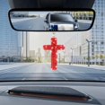 thumbnail image 4 of Cross Crystal Rhinestone Car Hanging Ornament, Diamond Rear View Mirror Pendant for Car Interior Decor（Red）, 4 of 6
