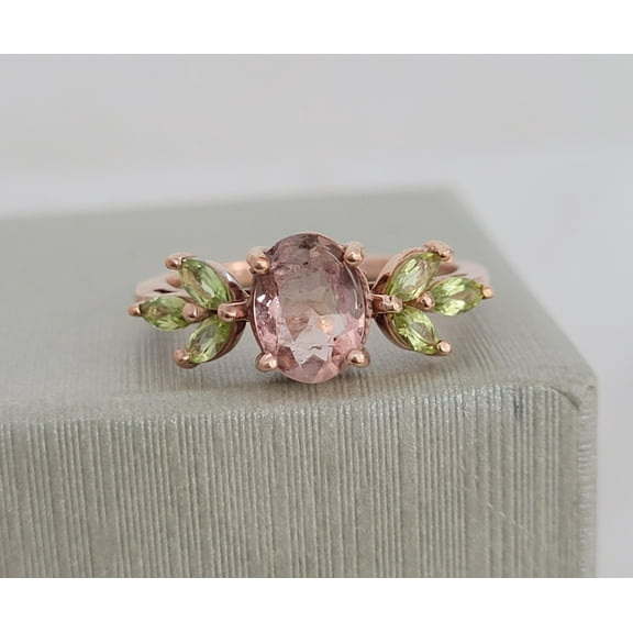 Shine Pink Tourmaline Ring - 925 Sterling Silver Tourmaline Ring - Delicate Peridot Gemstone Ring - Statement Ring - Gift for Her