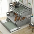 thumbnail image 3 of Euroco Wood Twin over Full Bunk Bed with Trundle for Kids Teens & Adults Bedroom, Gray, 3 of 14
