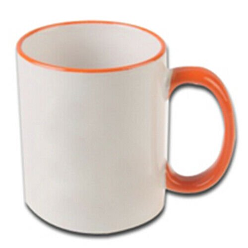 INTBUYING 36pcs 11oz Rim Handle Mug Orang Heat Press Transfer Small Business