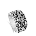 thumbnail image 4 of Black Cubic Zirconia Men's Cross Link Tribal Ring .925 Sterling Silver Band Jewelry Female Size 7, 4 of 4