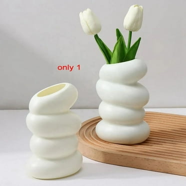 Plastic Spiral White Vase Hydroponic Pot Vase Decoration Home Desk Decorative Vases for Flowers Decoration White