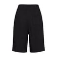 thumbnail image 4 of JJHGVB Women Bermuda Shorts Beach Vacation Shorts Plus Size Flowy Shorts Beach Pants Gauze Shorts Knee Length Lightweight Comfortable Pants Elastic Wais Casual Summer Womens Short Black 3XL, 4 of 7