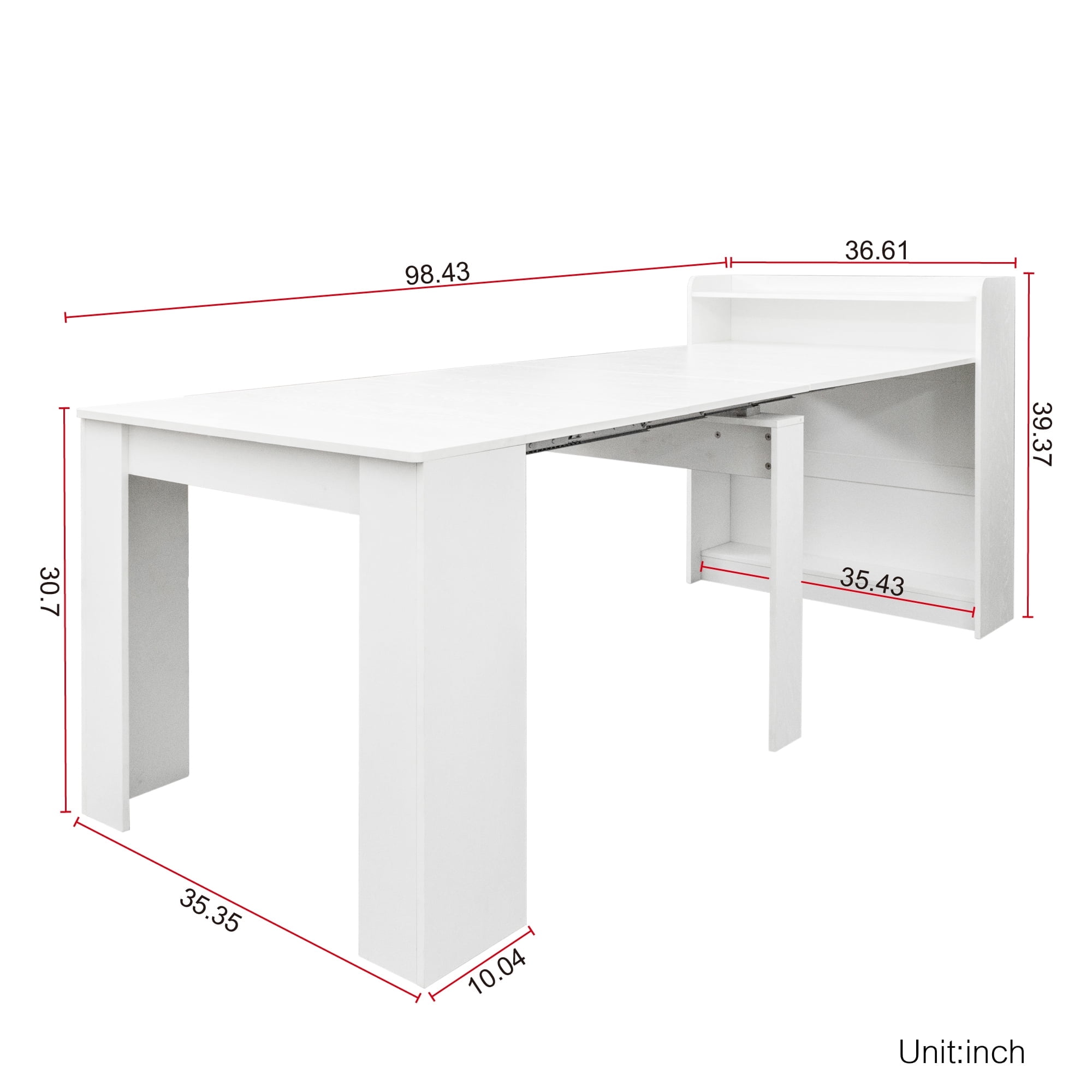 Extendable Dining Table with Storage, White
