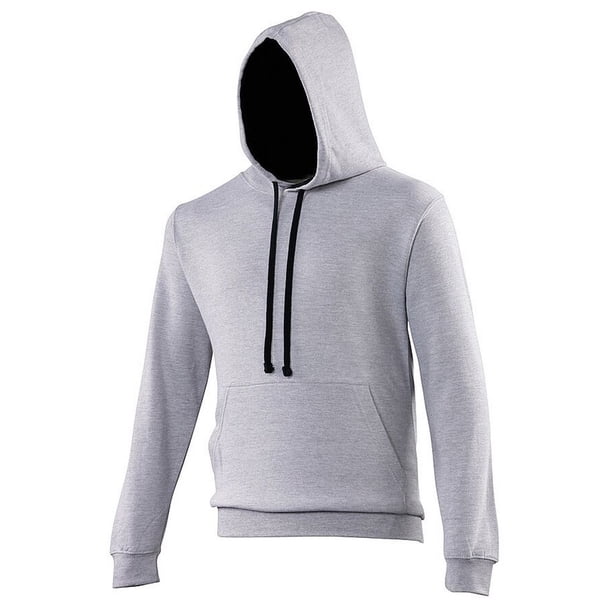 Awdis - Sudadera con capucha Modelo Varsity - Correr/Fitness/Gym/Deporte (Gris jaspeado/Marino frances)