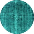thumbnail image 1 of Ahgly Company Machine Washable Indoor Round Oriental Turquoise Blue Industrial Area Rugs, 5' Round, 1 of 4