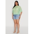 thumbnail image 4 of Womens Plus Size Chic Sheer Mesh Blouse with Crew Neck and Short Sleeves, 4 of 5