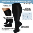 thumbnail image 3 of Plus Size Compression Socks for Women Men Wide Calf 2XL-7XL Stretch Knee High Stockings Varicose Vein Support Socks for Running Sports Hiking, 3 of 6