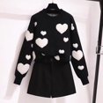 thumbnail image 2 of MOJOGO Cute Heart Print Sweater for Women Basic Crewneck Long Sleeve Pullover Tops Sweet Outfits for Valentine's Day Black Free Size, 2 of 5