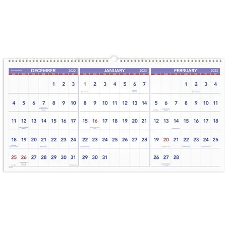 UPC: 0038576796232 | Deluxe Three-Month Reference Wall Calendar  Horizontal Orientation  24 x 12  White Sheets  15-Month (Dec-Feb): 2023 to 2025