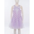 thumbnail image 4 of Haitryli Kids Girls Sequin Halter Sleeveless Mermaid Fishtail Fish Scale Printed Dress Sundress Birthday Party Dress Purple 3-4, 4 of 7