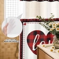 thumbnail image 2 of No Hook Shower Curtain with Built-in Rings - Valentines Day Washable Waterproof Fabric Bathroom Curtains for Hotel,Rentals, 66 X 72 Inch Long , Red and Black Buffalo Check Plaid Love Hearts, 2 of 9