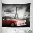 thumbnail image 1 of Paris Tapestry, Vintage Car Tour Eiffel in Cold Cloudy Day Romantic Theme Retro Style Art, Fabric Wall Hanging Decor for Bedroom Living Room Dorm, 5 Sizes, Grey Red, by Ambesonne, 1 of 1