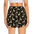 thumbnail image 3 of Picia Elegant Gold Moose Pattern Women's 2 in 1 Athletic Running Shorts High Waisted Workout Casual Gym Sweat Shorts with Comfy Liner Zipper Pockets-Small, 3 of 9