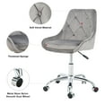 thumbnail image 5 of 360° Velvet Swivel Chair, Modern Adjustable Height Desk Chair with Chrome Legs and Comfy High Backrest, Vanity Chair with Elegant Pull Buttons Decor and Wrapped Design for Home, Office, 5 of 9