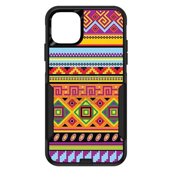 DistinctInk Custom SKIN / DECAL compatible with OtterBox Commuter for iPhone 11 Pro MAX (6.5" Screen) - Blue Orange Purple Tribal Print