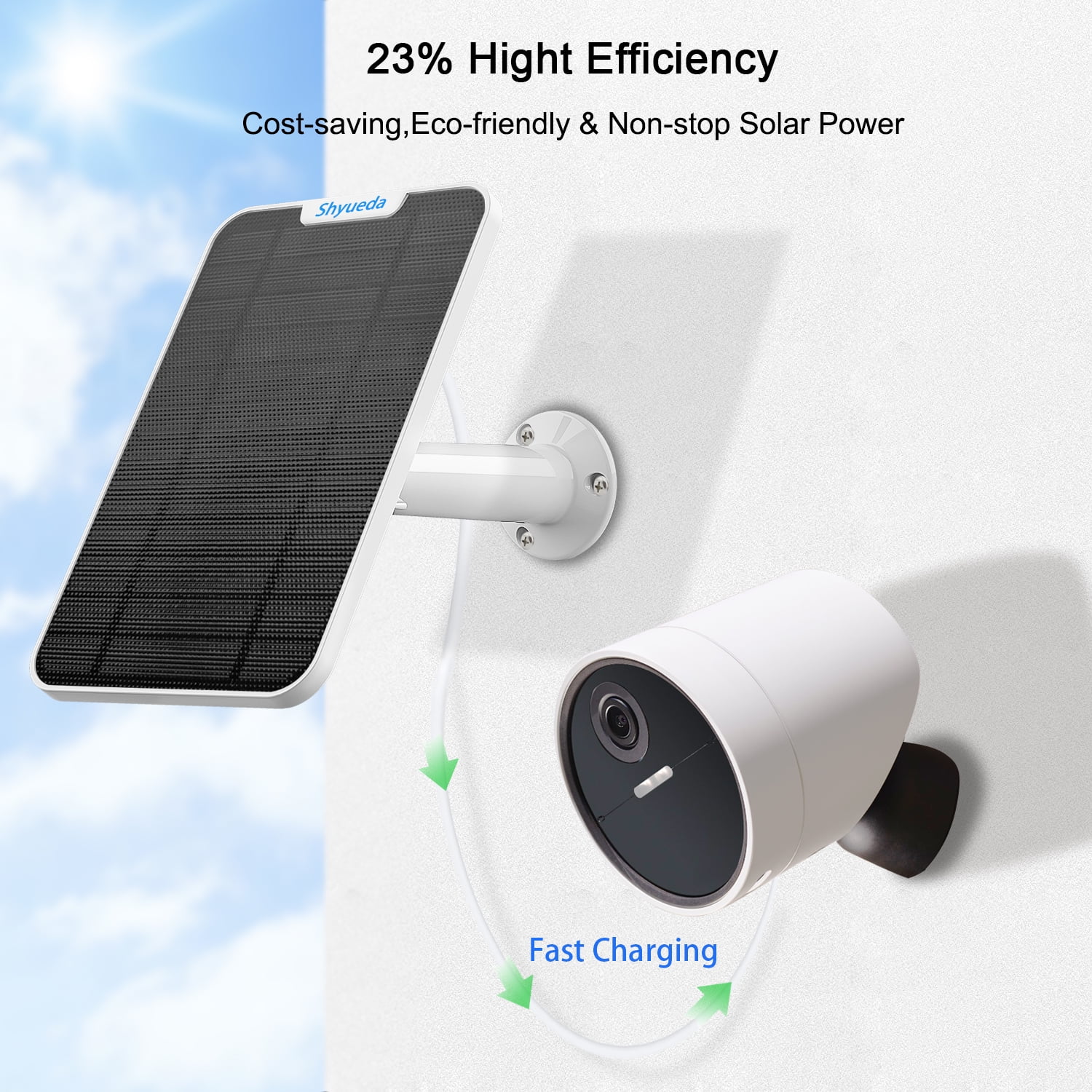 Solar Panel Charging For SimpliSafe Outdoor Camera, with 13.1ft Waterproof Charging Cable, IP65 Weatherproof(2-Pack)