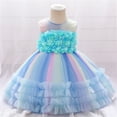 thumbnail image 5 of Toddler Kids Girls Prints Sleeveless Party Hoilday Photograph Flower Costome Court Style Tulle Mesh Dress Princess Clothes, 5 of 5