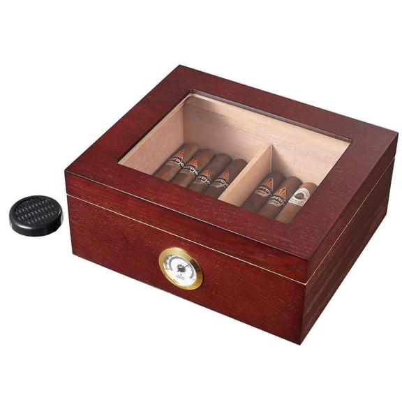 Visol Santa Clara Glass Top with Rosewood Finish Cigar Humidor - Holds 50 Cigars