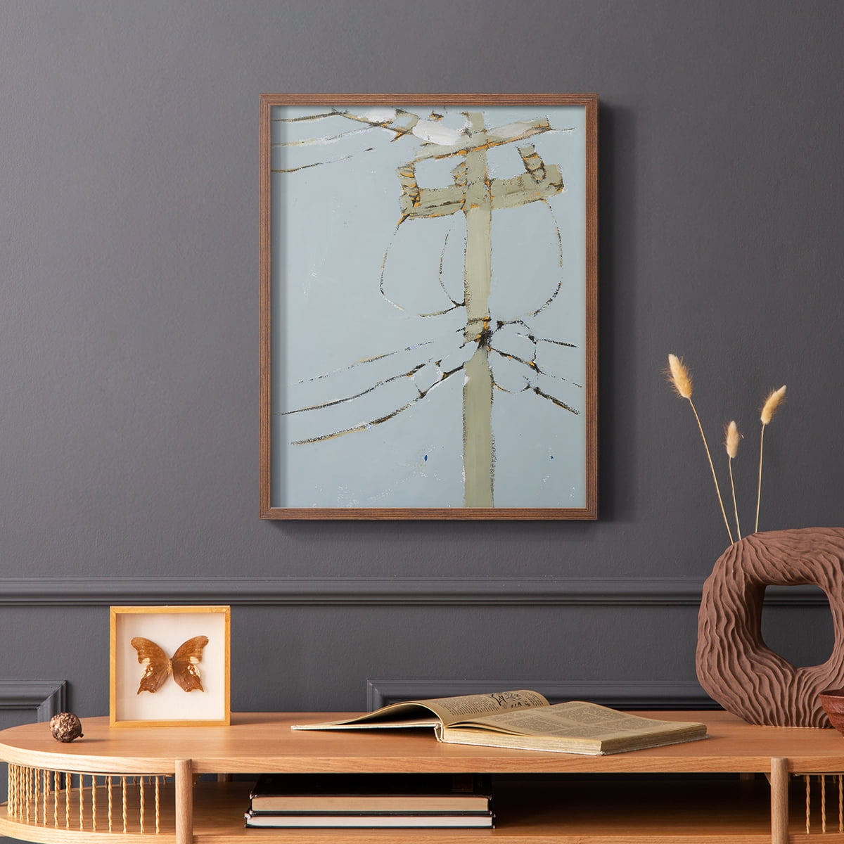 Wires V Framed Print - Solid Wood in Single Picture Frame Solid Wood 2 Framed Print