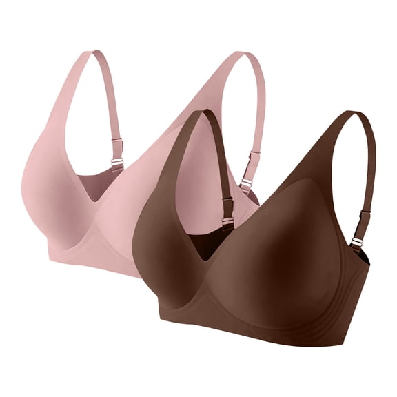 ZJXFGS 2Pack Seamless Bras Full Coverage Wireless Push Up Bra for Women,Wireless Padded Bra,No Underwire Soft Push Up Everyday Bralette,No Underwire Seamless Push Up Everyday Bras,Jelly Wireless Bra