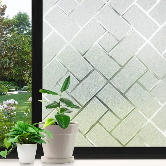 Tripumer Window Privacy Film, Glue-Free Anti-Peeping Film, Electrostatic Frosted Glass Window Film, UV Blocking, Sunshade Film Suitable for Home Office Bathroom Kitchen 17.71inches X 6.5 Feet