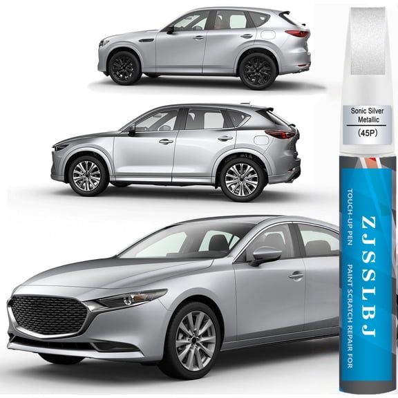 Car Touch up Paint(45P Sonic Silver Metallic) Compatible with Mazda, Car Paint Pen Scratch Repair Two-In-One Touch Up Paint, Premium Car Scratch Remover for Deep Scratches